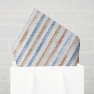 Pretty Blue Cream Tan Stripes Wedding Tissue Paper