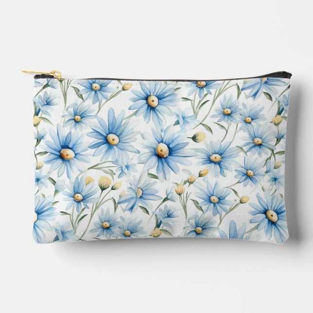 Pretty Blue Daisies  Accessory Pouch (Front)