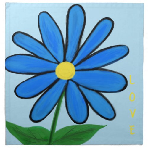 Pretty Blue Daisy Cloth Napkins Set of 4