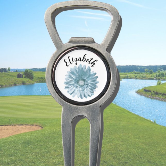 Pretty blue daisy flower custom name ladies divot tool (Creator Uploaded)