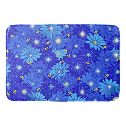 Pretty Blue Daisy Pattern  Bath Mat