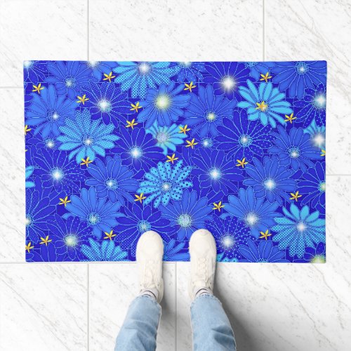 Pretty Blue Daisy Pattern  Doormat