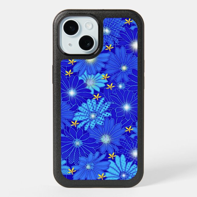 Pretty Blue Daisy Pattern  iPhone 15 Case (Back)