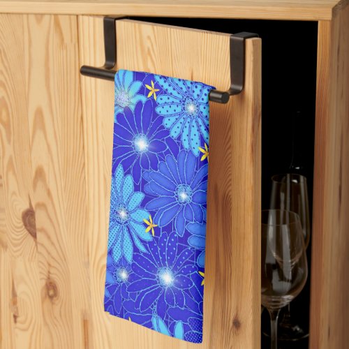Pretty Blue Daisy Pattern  Kitchen Towel