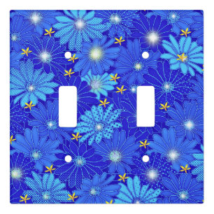 Pretty Blue Daisy Pattern Light Switch Cover