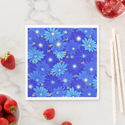 Pretty Blue Daisy Pattern  Napkins