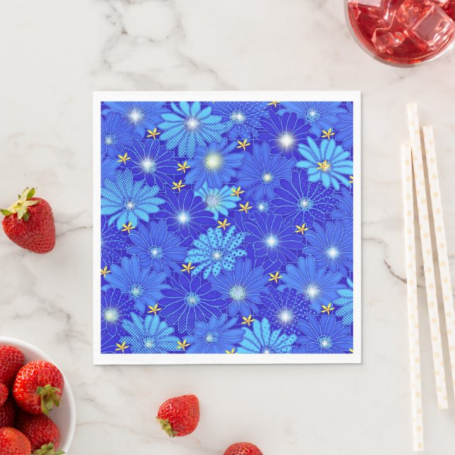 Pretty Blue Daisy Pattern  Napkins (Insitu)