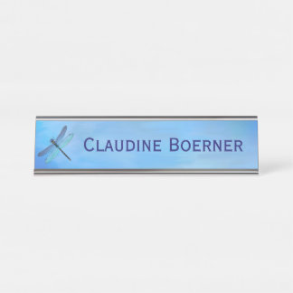Pretty Blue Dragonfly Desk Hanging Wall Cubicle Name Plate