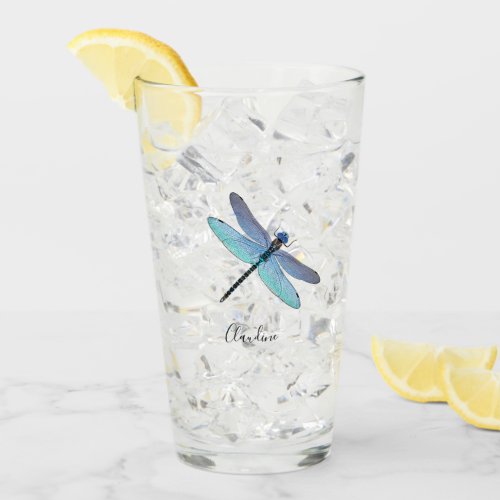 Pretty Blue Dragonfly Drink Beer Pint Glasses