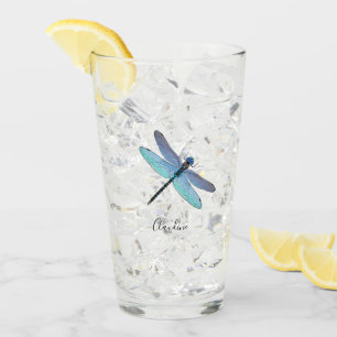 Pretty Blue Dragonfly Drink Beer Pint Glasses
