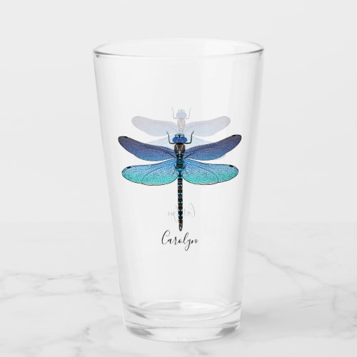 Pretty Blue Dragonfly Drink Beer Pint Glasses