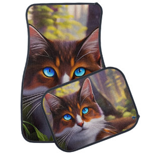 Pretty Blue Eyed Kitty Cat Car Floor Mat