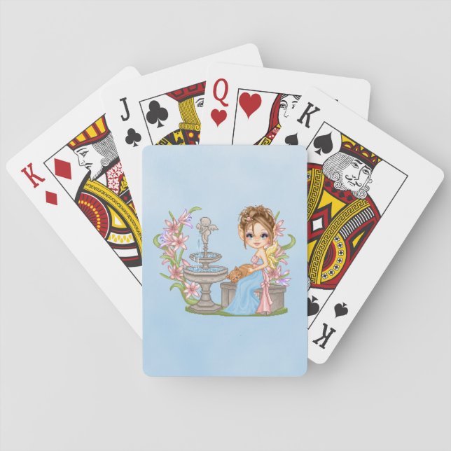 Pretty Blue Faery Pixel Art Playing Cards (Back)