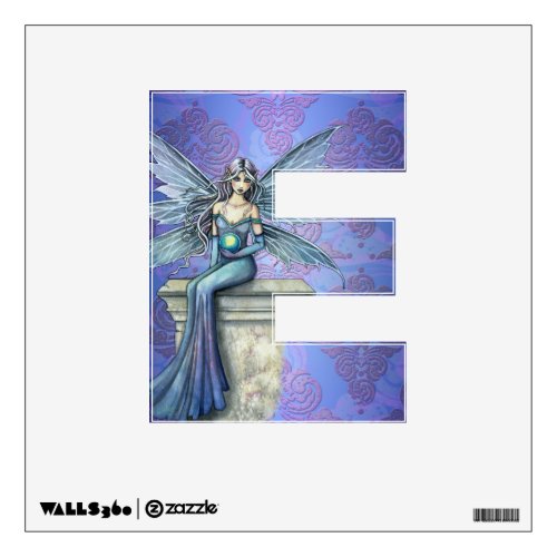 Pretty Blue Fairy Letter E Wall Decal