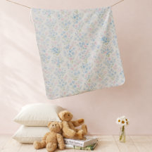 Pretty Blue Floral Baby Blanket
