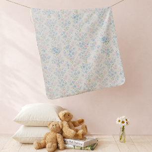 Pretty Blue Floral Baby Blanket