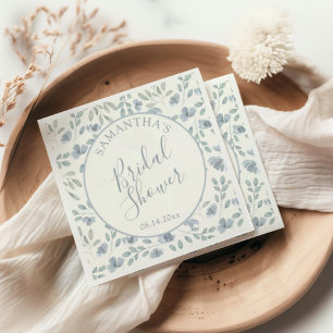 Pretty Blue Floral Bridal Shower  Napkins