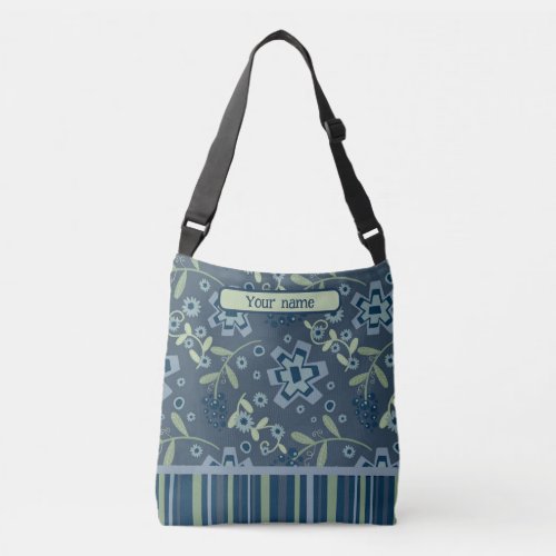 Pretty Blue Floral Customizable Inspirivity  Crossbody Bag
