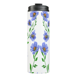 Pretty Blue Floral Design Thermal Tumbler