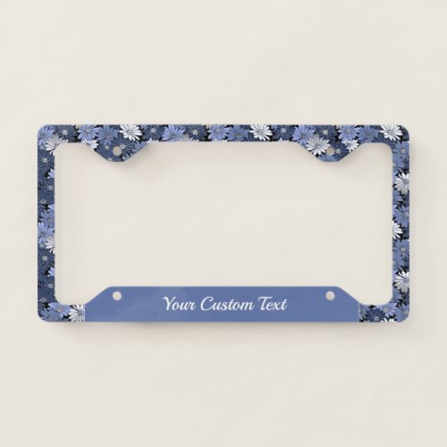 Pretty Blue Floral Flower Pattern Design Custom License Plate Frame