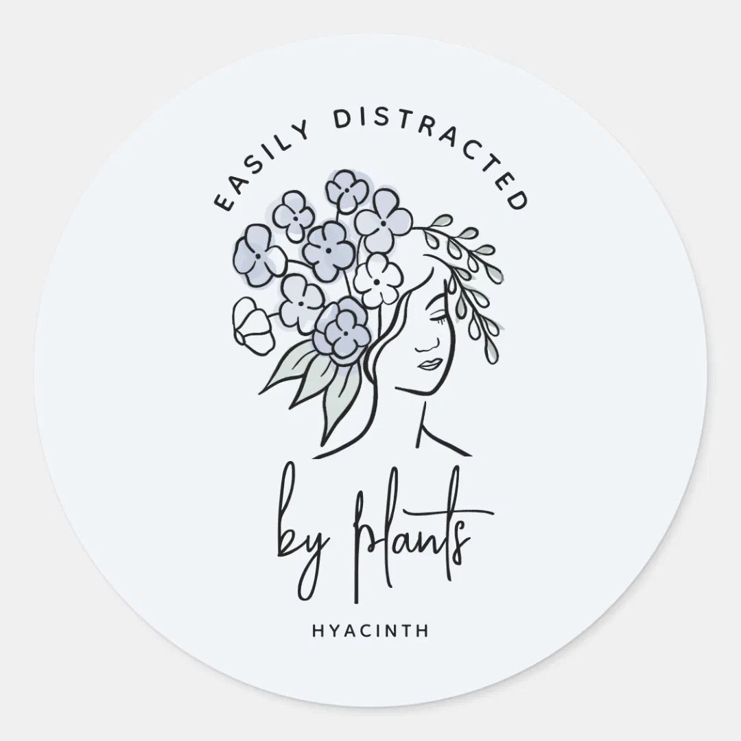 Pretty Blue Floral Gardener Cute Plant Classic Round Sticker (Front)