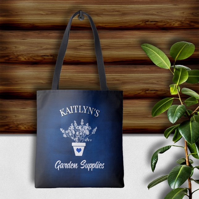 Pretty Blue & Floral Personalized Tote Bag (Creator Uploaded)