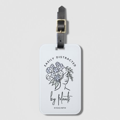 Pretty Blue Floral Plant Distracted Gardener Cute Luggage Tag