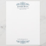 Pretty Blue Flourish Frame Letterhead<br><div class="desc">Classic flourish/swirls frame graphic.  Your name/street address/email address can be easily personalized with your choice of Zazzle fonts (e.g.,  modern hand lettered script). If you need assistance with placement or customization,  please use the "Contact This Designer" link on the right hand side of this page</div>