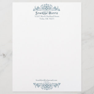 Pretty Blue Flourish Frame Letterhead