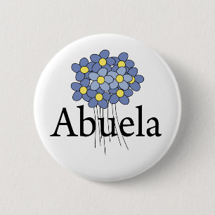 Pretty Blue Flower Abuela T-shirt Button