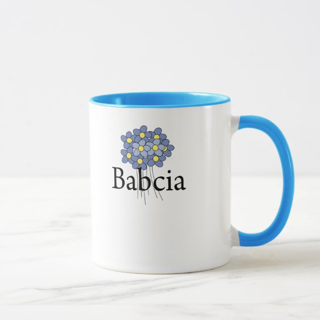 Pretty Blue Flower Babcia T-shirt Mug (Right)