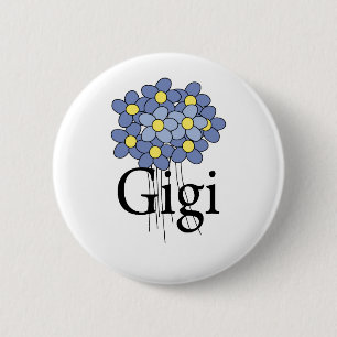 Pretty Blue Flower Gigi T-shirt Button
