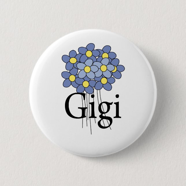 Pretty Blue Flower Gigi T-shirt Button (Front)