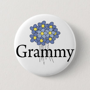 Pretty Blue Flower Grammy T-shirt Button