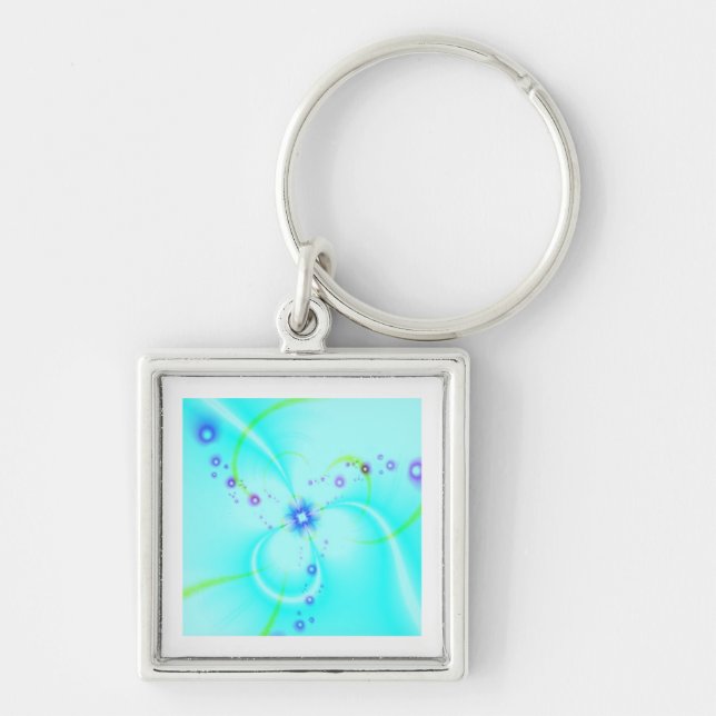 Pretty Blue Flower  Keychain (Front)