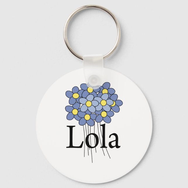 Pretty Blue Flower Lola T-shirt Keychain (Front)