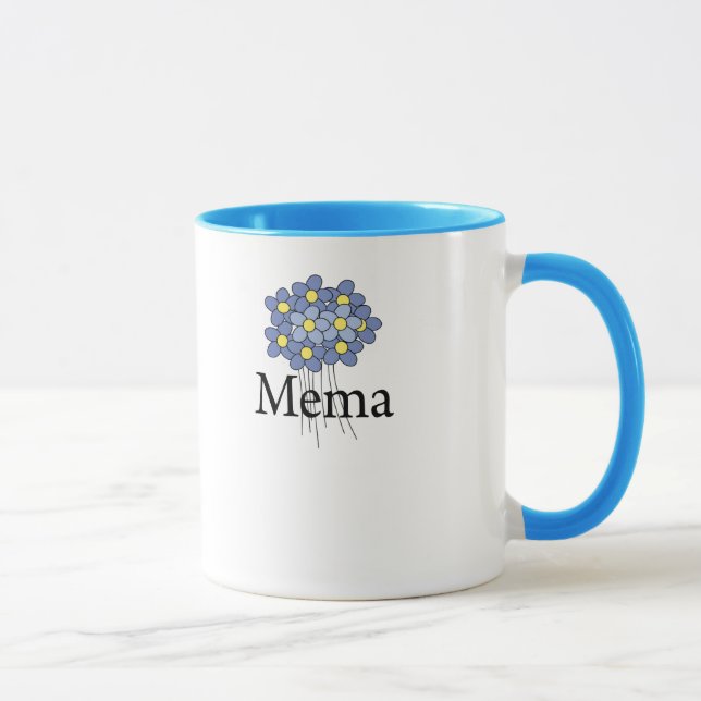 Pretty Blue Flower MeMa T-shirt Mug (Right)