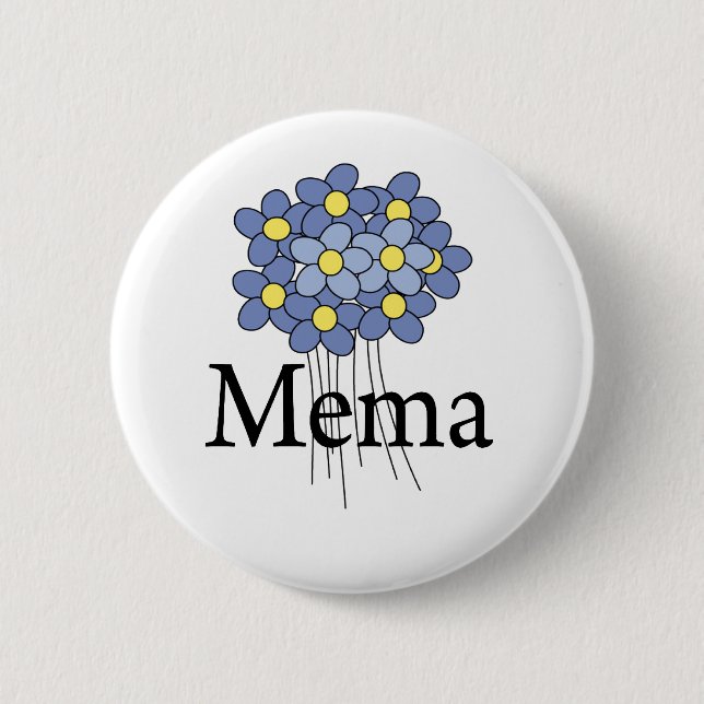 Pretty Blue Flower MeMa T-shirt Pinback Button (Front)