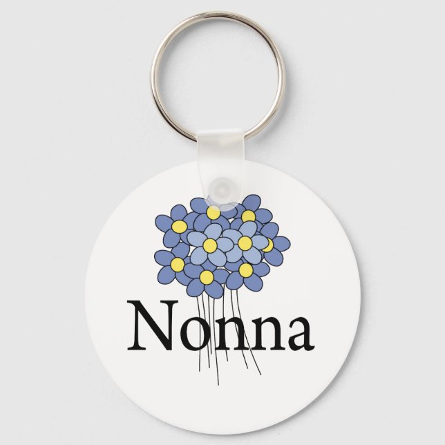 Pretty Blue Flower Nonna T-shirt Keychain (Front)