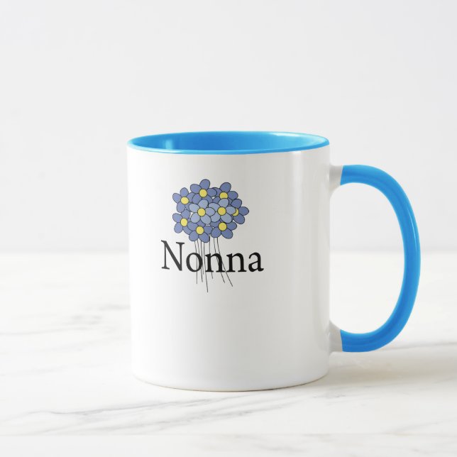 Pretty Blue Flower Nonna T-shirt Mug (Right)