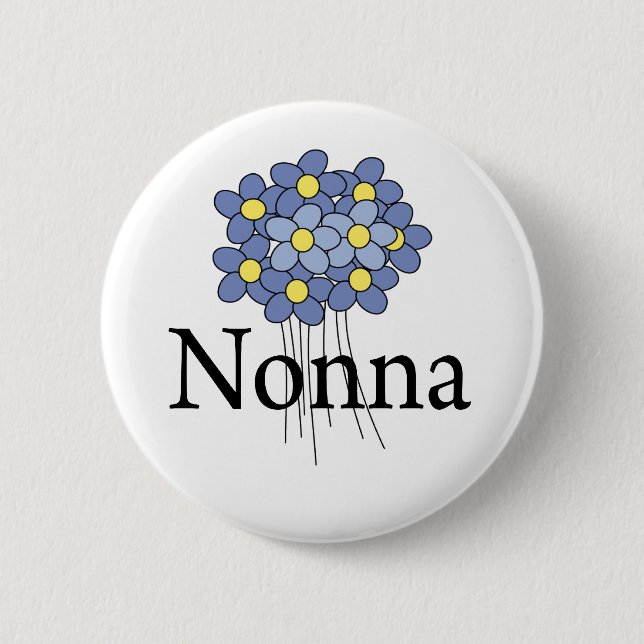 Pretty Blue Flower Nonna T-shirt Pinback Button (Front)