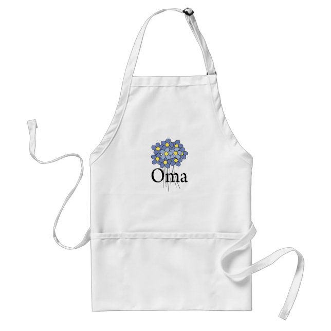 Pretty Blue Flower Oma T-shirt Adult Apron (Front)