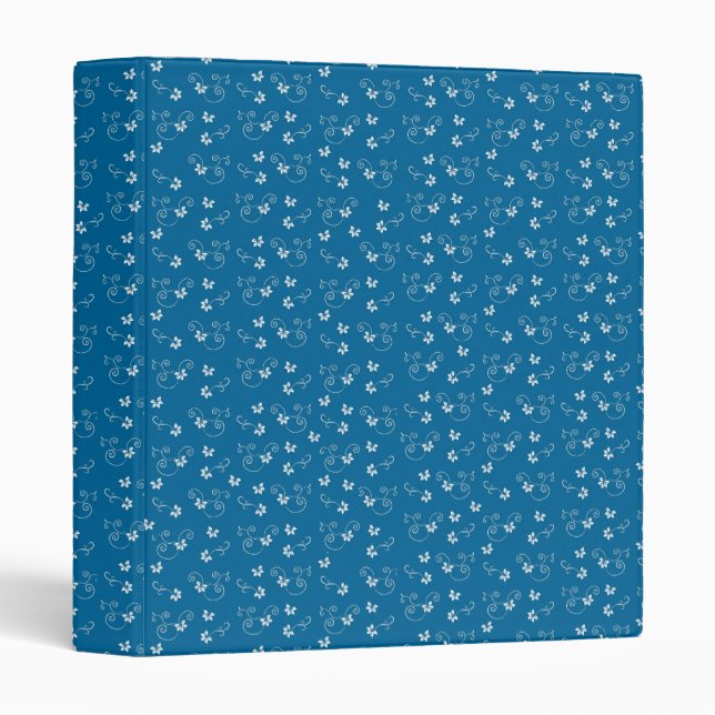 Pretty Blue Flower Pattern 3 Ring Binder (Front/Spine)