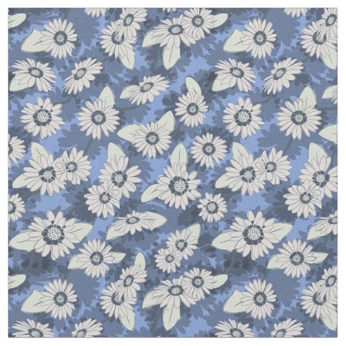 Pretty Blue Flower Pattern Fabric