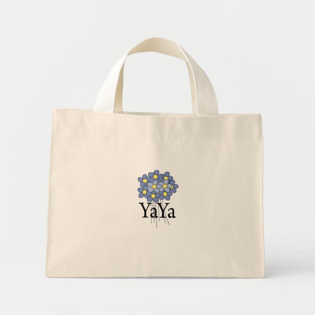 Pretty Blue Flower YaYa T-shirt Mini Tote Bag (Front)