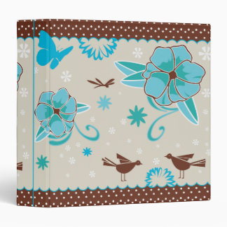 pretty blue flowers and animals pattern binder