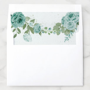 pretty blue flowers green leaves botanical wedding envelope liner