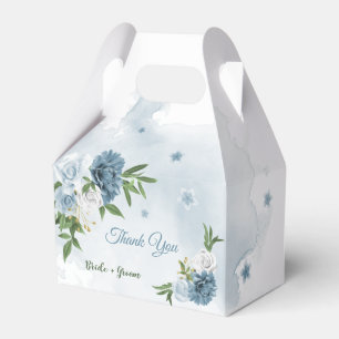 pretty blue flowers greenery  favor boxes