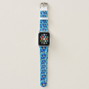 Pretty Blue Flowers Pattern Apple Watch Band