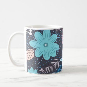 Pretty Blue Flowers Pattern Mug by Crosier at Zazzle